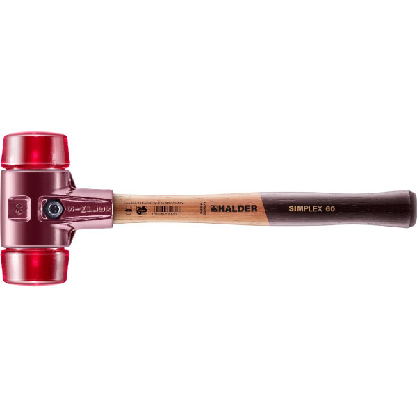 SIMPLEX-Schonhammer, Plastik; mit Tempergussgehäuse und hochwertigem Holzstiel | D=60 mm | 3006.060