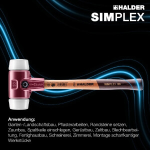 SIMPLEX-Schonhammer, Superplastik; mit Tempergussgehäuse und hochwertigem Holzstiel | D=40 mm | 3007.040