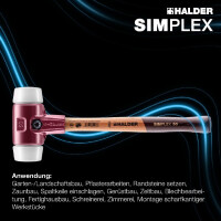 SIMPLEX-Schonhammer, Superplastik; mit Tempergussgehäuse und hochwertigem Holzstiel | D=40 mm | 3007.040