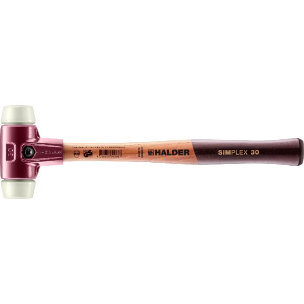 SIMPLEX-Schonhammer, Nylon; mit Tempergussgehäuse und hochwertigem Holzstiel | D=30 mm | 3008.030