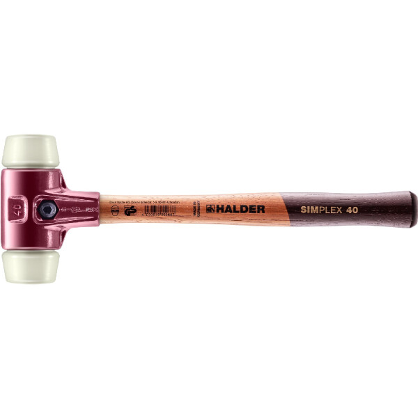 SIMPLEX-Schonhammer, Nylon; mit Tempergussgehäuse und hochwertigem Holzstiel | D=40 mm | 3008.040