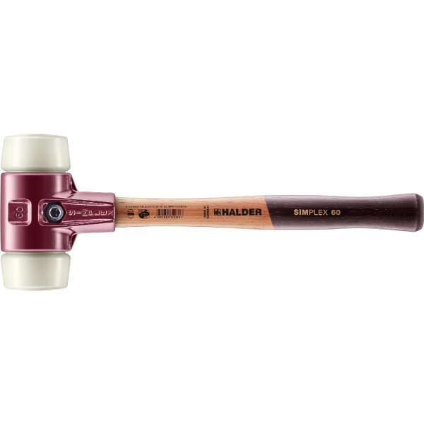 SIMPLEX-Schonhammer, Nylon; mit Tempergussgehäuse und hochwertigem Holzstiel | D=60 mm | 3008.060