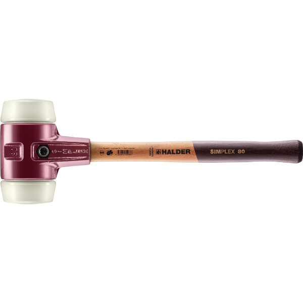 SIMPLEX-Schonhammer, Nylon; mit Tempergussgehäuse und hochwertigem Holzstiel | D=80 mm | 3008.080