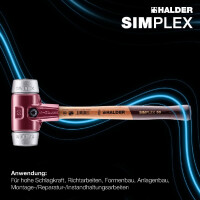 SIMPLEX-Schonhammer, Weichmetall; mit Tempergussgehäuse und hochwertigem Holzstiel | D=30 mm | 3009.030