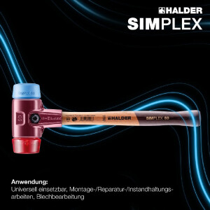 SIMPLEX-Schonhammer, TPE-soft / Plastik; mit Tempergussgehäuse und hochwertigem Holzstiel | D=30 mm | 3016.030