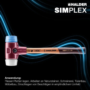 SIMPLEX-Schonhammer, TPE-soft / Superplastik; mit Tempergussgehäuse und hochwertigem Holzstiel | D=50 mm | 3017.050