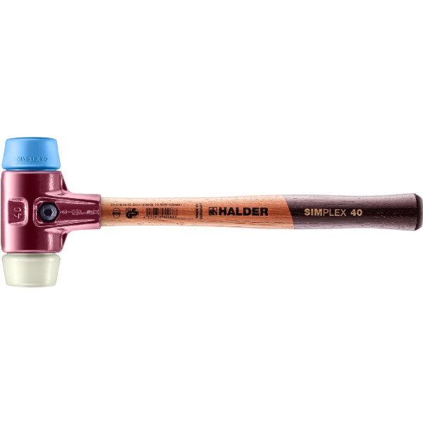 SIMPLEX-Schonhammer, TPE-soft / Nylon; mit Tempergussgehäuse und hochwertigem Holzstiel | D=40 mm | 3018.040