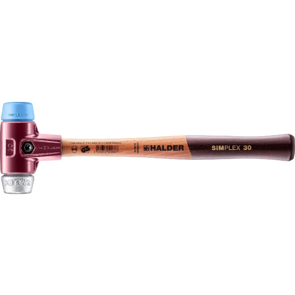 SIMPLEX-Schonhammer, TPE-soft / Weichmetall; mit Tempergussgehäuse und hochwertigem Holzstiel | D=30 mm | 3019.030