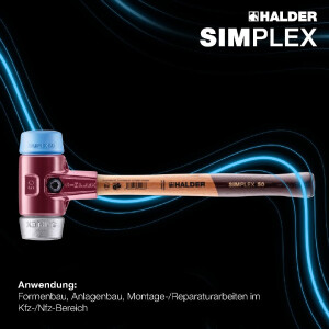 SIMPLEX-Schonhammer, TPE-soft / Weichmetall; mit Tempergussgehäuse und hochwertigem Holzstiel | D=40 mm | 3019.040