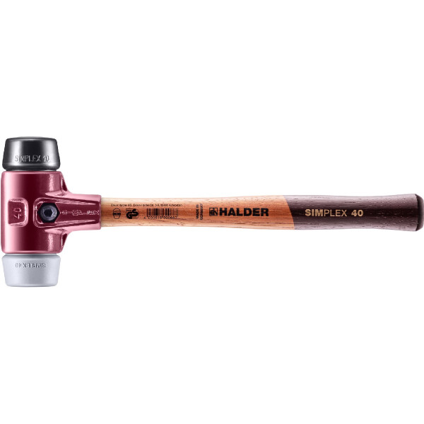 SIMPLEX-Schonhammer, TPE-mid / Gummikomposition; mit Tempergussgehäuse und hochwertigem Holzstiel | D=40 mm | 3023.040