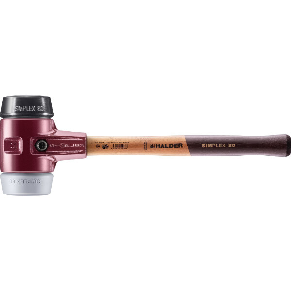 SIMPLEX-Schonhammer, TPE-mid / Gummikomposition; mit Tempergussgehäuse und hochwertigem Holzstiel | D=80 mm | 3023.080
