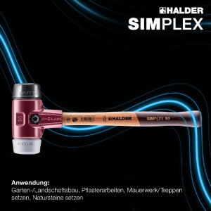SIMPLEX-Schonhammer, TPE-mid / Gummikomposition; mit Tempergussgehäuse und hochwertigem Holzstiel | D=80 mm | 3023.080