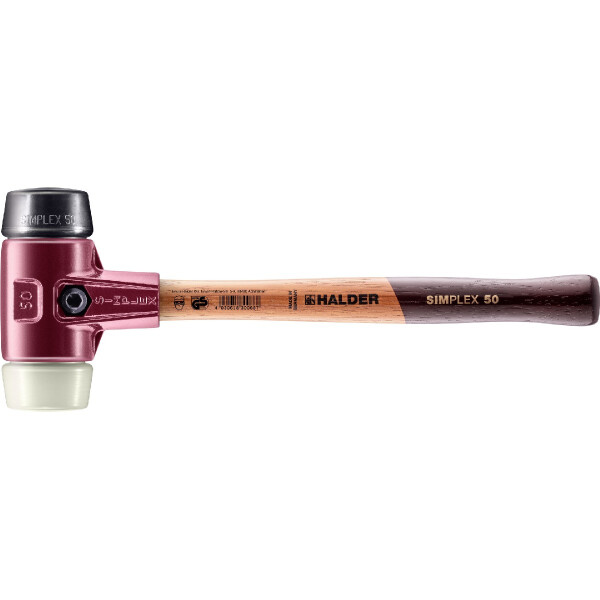 SIMPLEX-Schonhammer, Gummikomposition / Nylon; mit Tempergussgehäuse und hochwertigem Holzstiel | D=50 mm | 3028.050