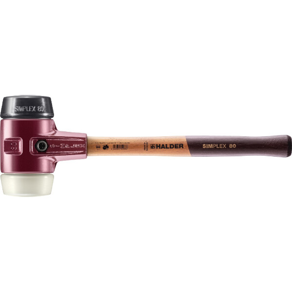 SIMPLEX-Schonhammer, Gummikomposition / Nylon; mit Tempergussgehäuse und hochwertigem Holzstiel | D=80 mm | 3028.080