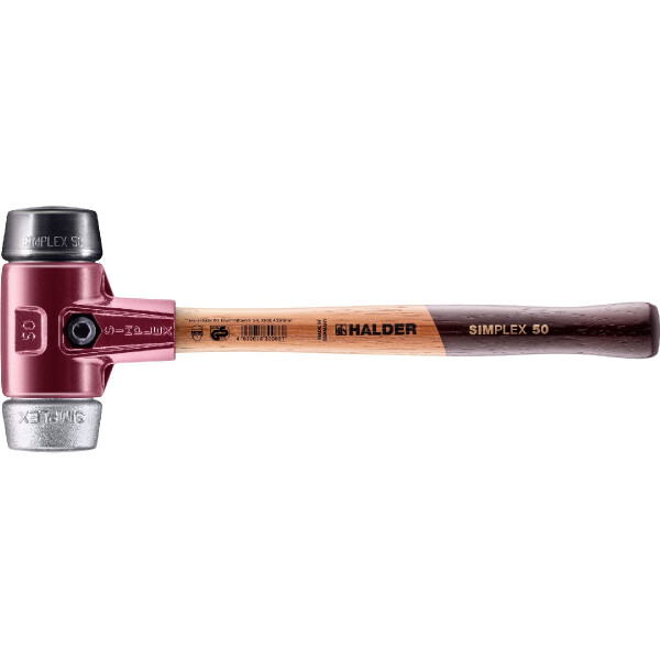 SIMPLEX-Schonhammer, Gummikomposition / Weichmetall; mit Tempergussgehäuse und hochwertigem Holzstiel | D=50 mm | 3029.050