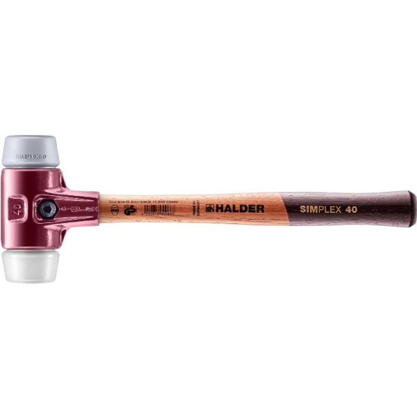 SIMPLEX-Schonhammer, TPE-mid / Superplastik; mit Tempergussgehäuse und hochwertigem Holzstiel | D=40 mm | 3037.040