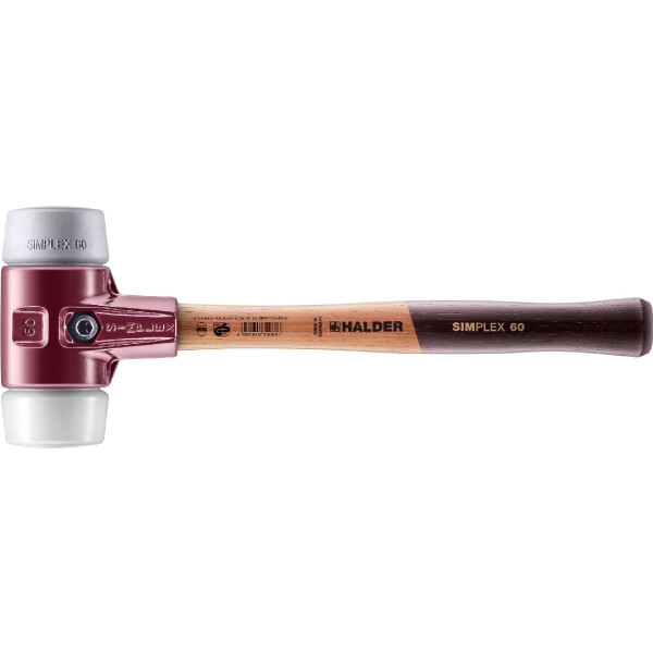 SIMPLEX-Schonhammer, TPE-mid / Superplastik; mit Tempergussgehäuse und hochwertigem Holzstiel | D=60 mm | 3037.060