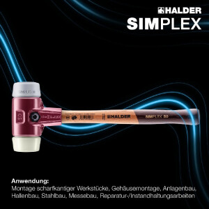 SIMPLEX-Schonhammer, TPE-mid / Nylon; mit Tempergussgehäuse und hochwertigem Holzstiel | D=30 mm | 3038.030