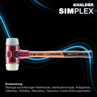 SIMPLEX-Schonhammer, TPE-mid / Nylon; mit Tempergussgehäuse und hochwertigem Holzstiel | D=50 mm | 3038.050