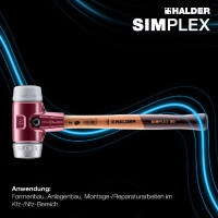 SIMPLEX-Schonhammer, TPE-mid / Weichmetall; mit Tempergussgehäuse und hochwertigem Holzstiel | D=30 mm | 3039.030