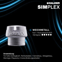 SIMPLEX-Schonhammer, TPE-mid / Weichmetall; mit Tempergussgehäuse und hochwertigem Holzstiel | D=30 mm | 3039.030