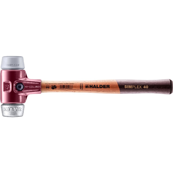 SIMPLEX-Schonhammer, TPE-mid / Weichmetall; mit Tempergussgehäuse und hochwertigem Holzstiel | D=40 mm | 3039.040