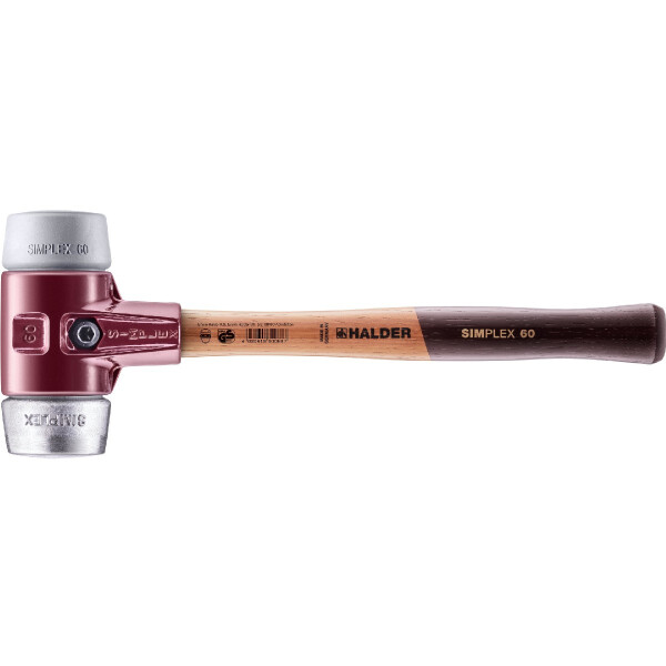SIMPLEX-Schonhammer, TPE-mid / Weichmetall; mit Tempergussgehäuse und hochwertigem Holzstiel | D=60 mm | 3039.060