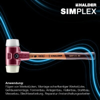 SIMPLEX-Schonhammer, Superplastik / Nylon; mit Tempergussgehäuse und hochwertigem Holzstiel | D=30 mm | 3078.030