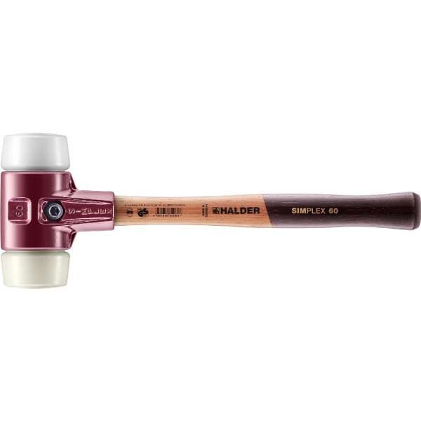 SIMPLEX-Schonhammer, Superplastik / Nylon; mit Tempergussgehäuse und hochwertigem Holzstiel | D=60 mm | 3078.060