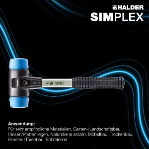SIMPLEX-Schonhammer, TPE-soft; mit verstärktem Tempergussgehäuse und Fiberglasstiel | D=40 mm | 3701.040