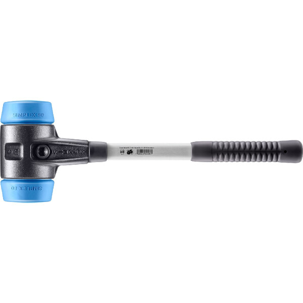 SIMPLEX-Schonhammer, TPE-soft; mit verstärktem Tempergussgehäuse und Fiberglasstiel | D=80 mm | 3701.080