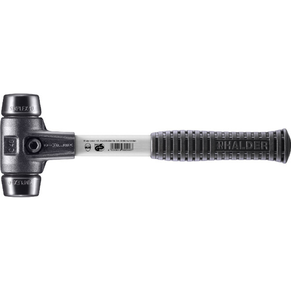 SIMPLEX-Schonhammer, Gummikomposition; mit verstärktem Tempergussgehäuse und Fiberglasstiel | D=40 mm | 3702.040