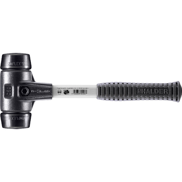 SIMPLEX-Schonhammer, Gummikomposition; mit verstärktem Tempergussgehäuse und Fiberglasstiel | D=50 mm | 3702.050