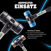 SIMPLEX-Schonhammer, Gummikomposition; mit verstärktem Tempergussgehäuse und Fiberglasstiel | D=80 mm | 3702.080