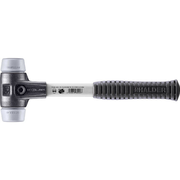 SIMPLEX-Schonhammer, TPE-mid; mit verstärktem Tempergussgehäuse und Fiberglasstiel | D=40 mm | 3703.040