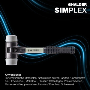 SIMPLEX-Schonhammer, TPE-mid; mit verstärktem Tempergussgehäuse und Fiberglasstiel | D=40 mm | 3703.040
