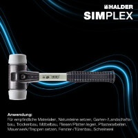 SIMPLEX-Schonhammer, TPE-mid; mit verstärktem Tempergussgehäuse und Fiberglasstiel | D=60 mm | 3703.060