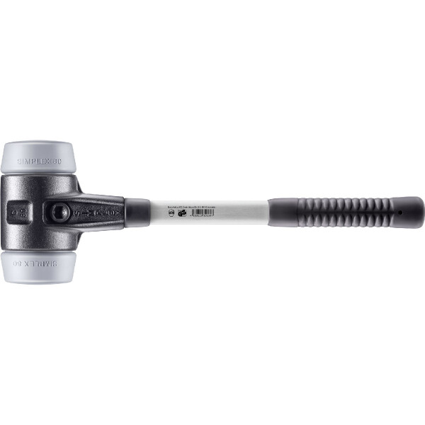 SIMPLEX-Schonhammer, TPE-mid; mit verstärktem Tempergussgehäuse und Fiberglasstiel | D=80 mm | 3703.080
