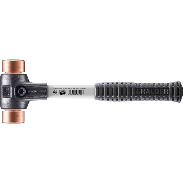 SIMPLEX-Schonhammer, Kupfer; mit verstärktem Tempergussgehäuse und Fiberglasstiel | D=40 mm | 3704.040