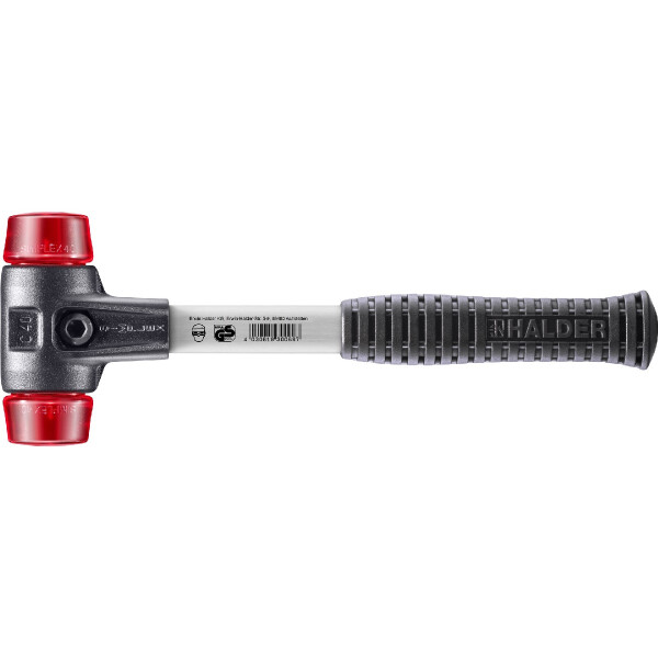 SIMPLEX-Schonhammer, Plastik; mit verstärktem Tempergussgehäuse und Fiberglasstiel | D=40 mm | 3706.040