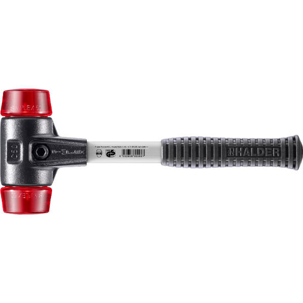 SIMPLEX-Schonhammer, Plastik; mit verstärktem Tempergussgehäuse und Fiberglasstiel | D=50 mm | 3706.050