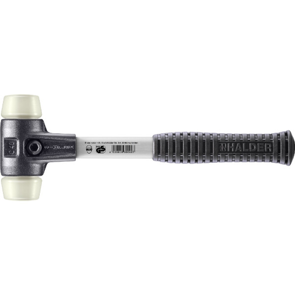 SIMPLEX-Schonhammer, Nylon; mit verstärktem Tempergussgehäuse und Fiberglasstiel | D=40 mm | 3708.040