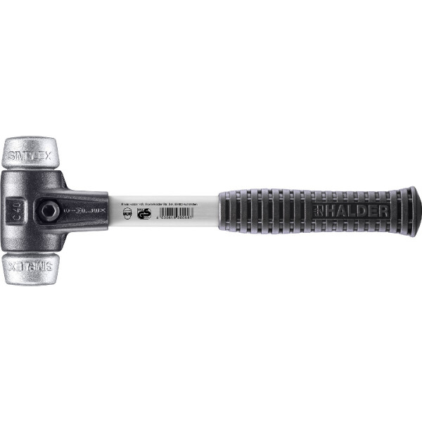 SIMPLEX-Schonhammer, Weichmetall; mit verstärktem Tempergussgehäuse und Fiberglasstiel | D=40 mm | 3709.040