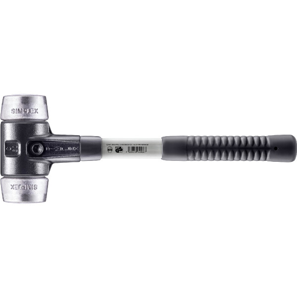 SIMPLEX-Schonhammer, Weichmetall; mit verstärktem Tempergussgehäuse und Fiberglasstiel | D=60 mm | 3709.060