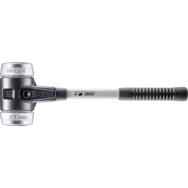SIMPLEX-Schonhammer, Weichmetall; mit verstärktem Tempergussgehäuse und Fiberglasstiel | D=80 mm | 3709.080