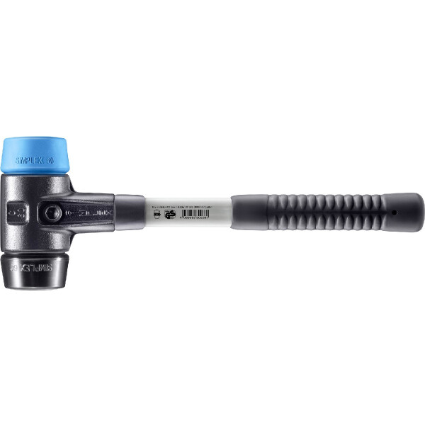 SIMPLEX-Schonhammer, TPE-soft / Gummikomposition; mit verstärktem Tempergussgehäuse und Fiberglasstiel | D=60 mm | 3712.060