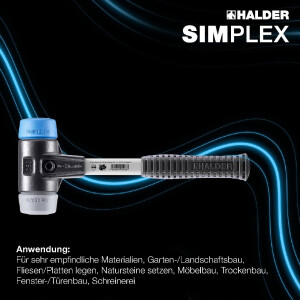 SIMPLEX-Schonhammer, TPE-soft / TPE-mid; mit verstärktem Tempergussgehäuse und Fiberglasstiel | D=50 mm | 3713.050