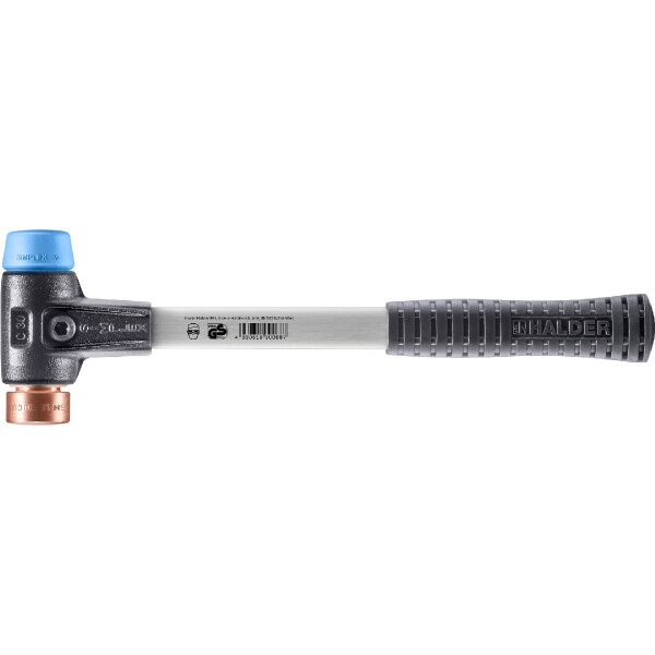 SIMPLEX-Schonhammer, TPE-soft / Kupfer; mit verstärktem Tempergussgehäuse und Fiberglasstiel | D=30 mm | 3714.030