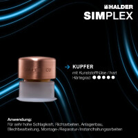 SIMPLEX-Schonhammer, TPE-soft / Kupfer; mit verstärktem Tempergussgehäuse und Fiberglasstiel | D=40 mm | 3714.040