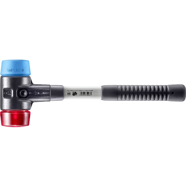 SIMPLEX-Schonhammer, TPE-soft / Plastik; mit verstärktem Tempergussgehäuse und Fiberglasstiel | D=60 mm | 3716.060